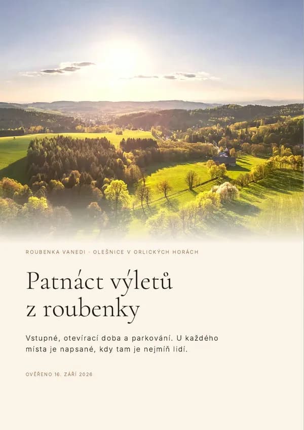 Obálka průvodce Patnáct výletů z roubenky, 38 stran